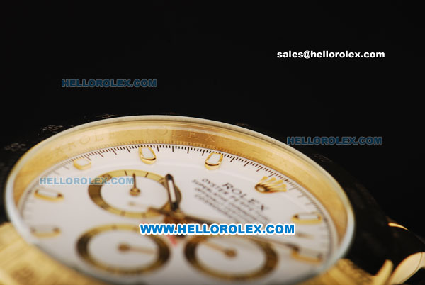 Rolex Daytona Automatic Movement Full Gold with White Dial and Stick Marker - Click Image to Close